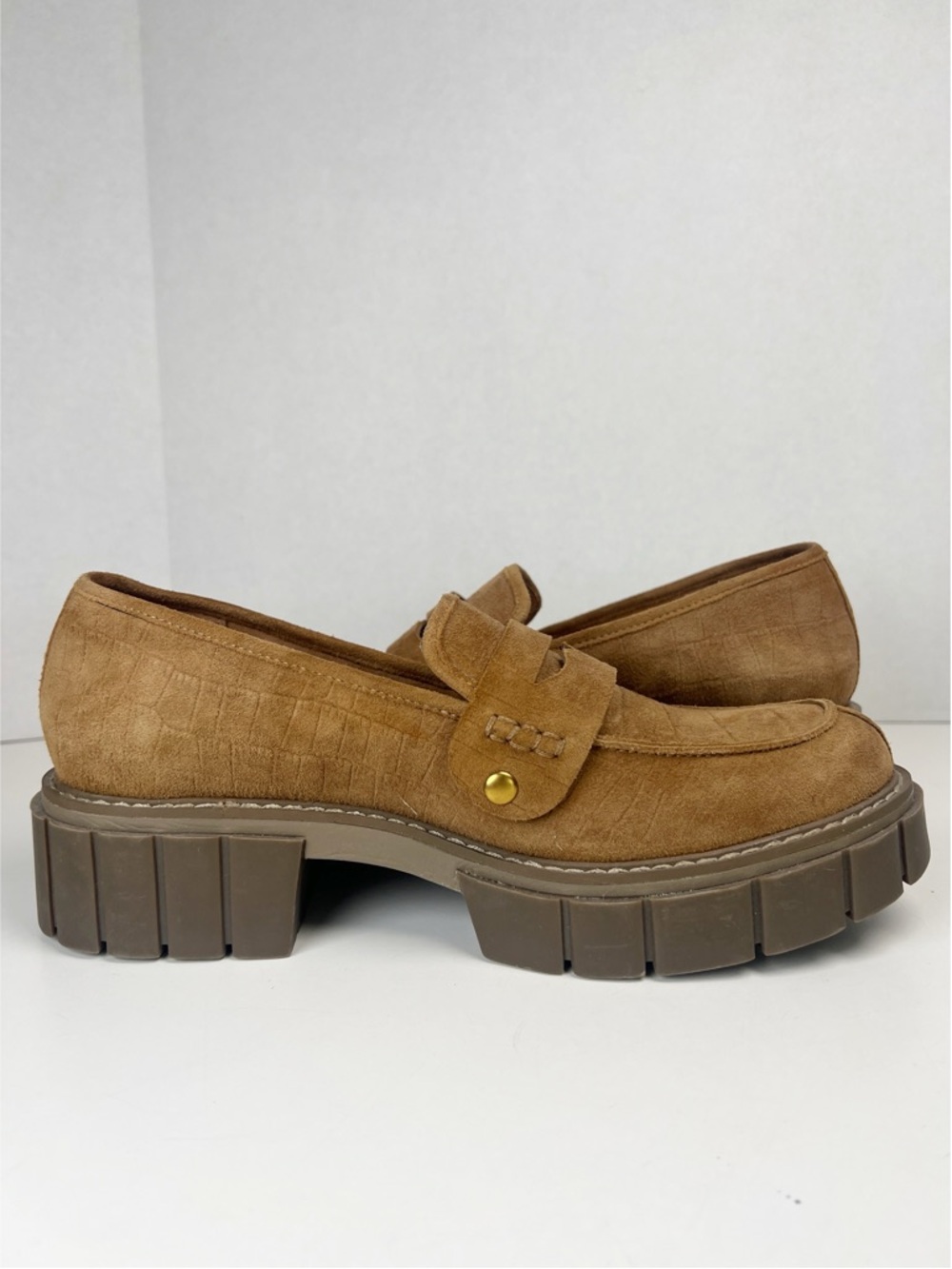 VIONIC Women’s Size 10 Tan Brown Nubuck Elodie Platform Penny Loafer - Picture 5 of 12